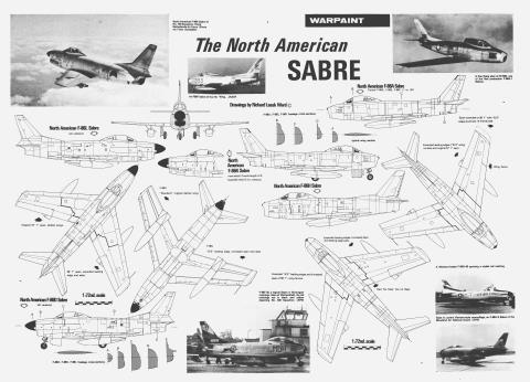 North American F-86 - 1/72 drawing by Richard Leask Ward, Эвиэйшэн Ньюс Vol.1, No.1,  26 май-09 июнь 1972